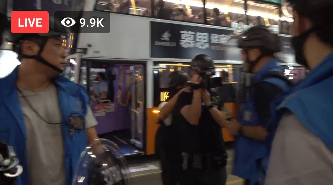 Another double decker is stopped and searched by police (via @StandNewsHK )