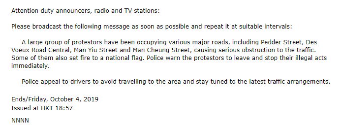 Police warn the protestors to leave and stop their illegal acts immediately, a statement said on Friday night