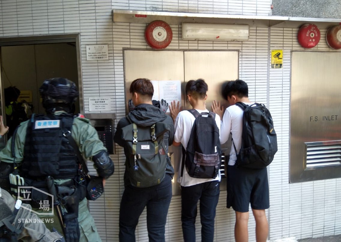 In another unprecedented act on Monday at noon, riot police stormed a Sai Wan Ho church to make arrests. Photo: Stand News. 