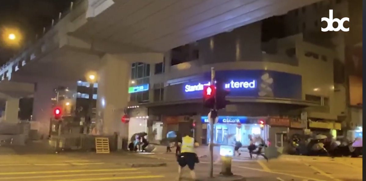 02:05, someone got shot out Mong Kok and fell on the ground. Reporters, FA and protesters rushed to rescue while police are still firing